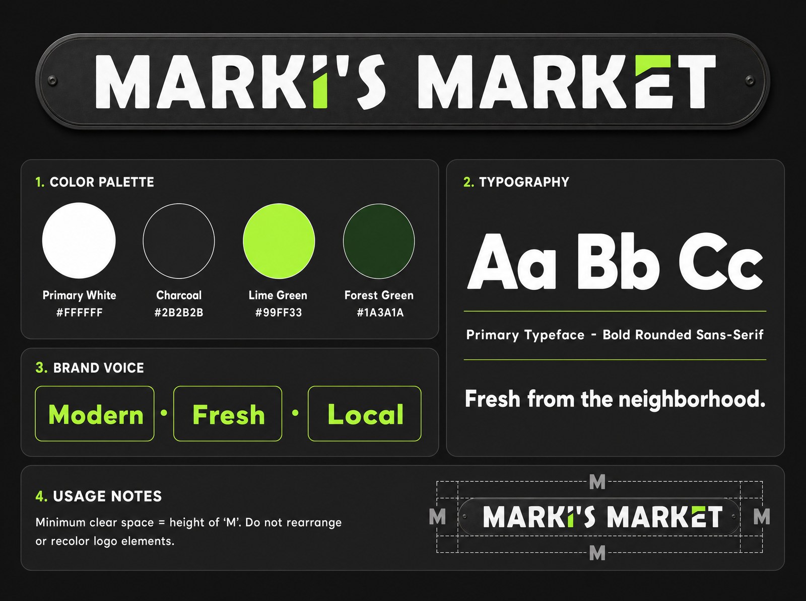 Marki's Market Brand Kit — logo, colors, typography, brand voice